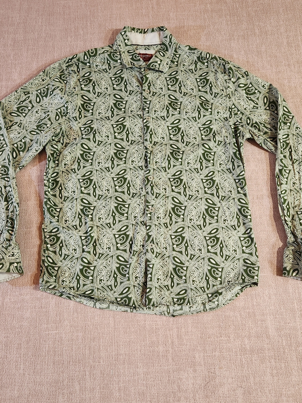 Green Paisley Long-Sleeve Button-Down Shirt by Chaps